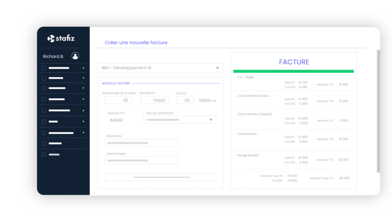 Creación de facturas en software de dotación de personal
