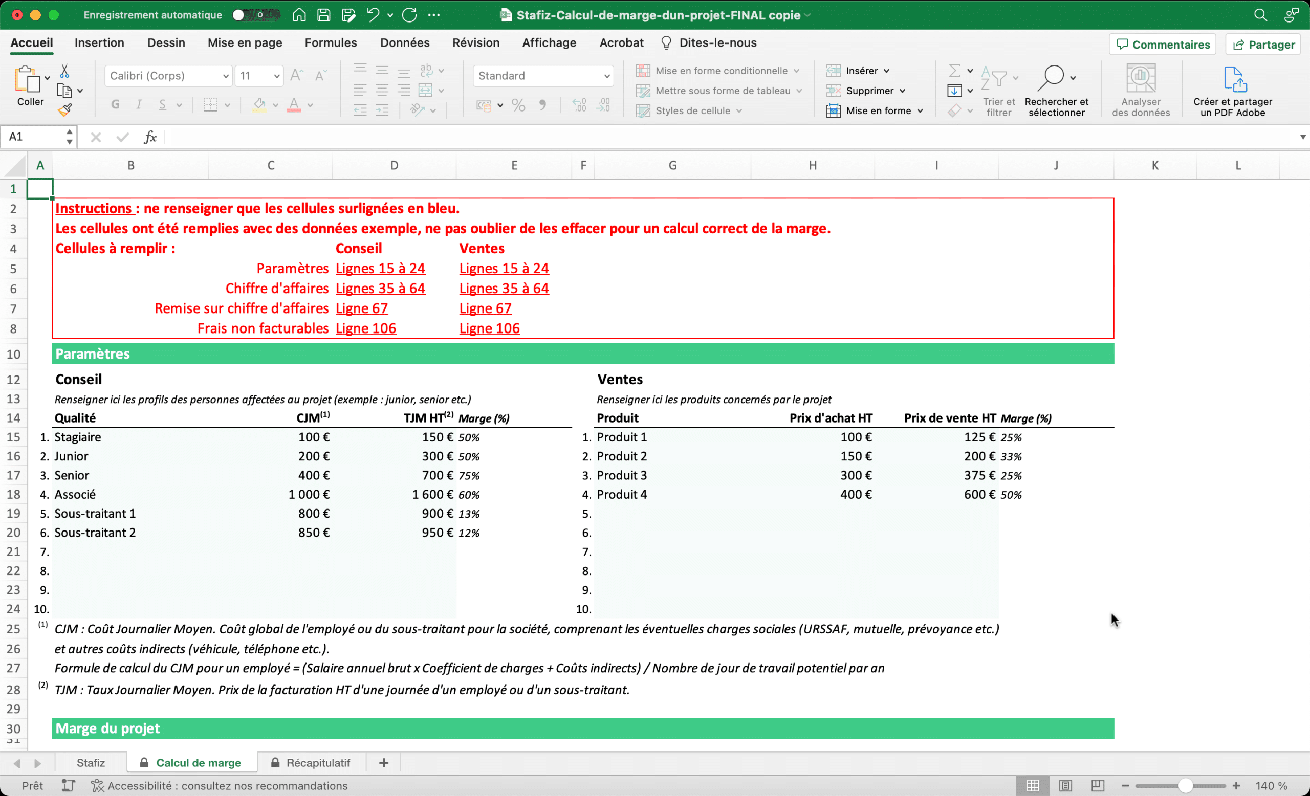 Modèle de tableau de budget prévisionnel de projet