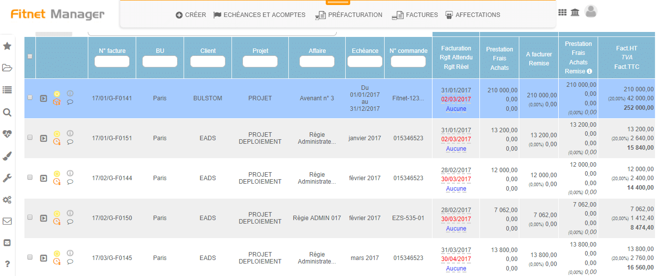 Fitnet Manager interface — case management and CRA follow-up